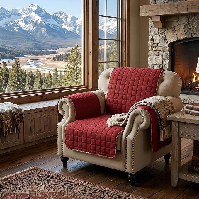 Greenland Home Fashions Gold Rush Reversible Slipcover - Furniture Protector - Arm Chair