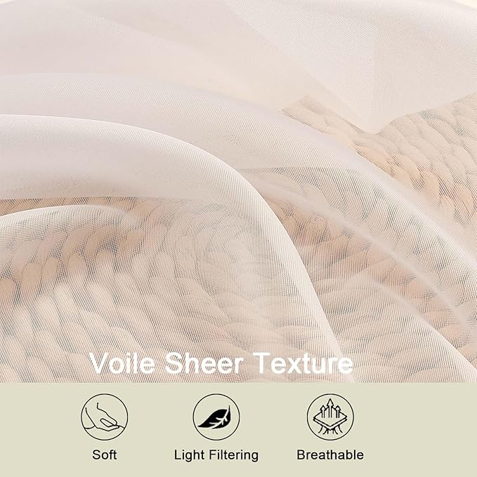 Cafe Curtains 36 Inch Length Tier 2 Pieces, Modern Soft Airy Sheer Kitchen Short Curtains for Small Window, Rod Pocket Small Curtain for Bathroom Basement, Cream, Each, 42" Wx36 L Inches