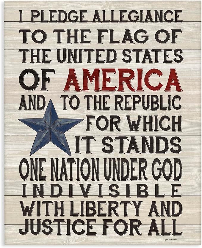 Stupell Industries 'Pledge of Allegiance Patriotic', Canvas Art, 16 x 20 Inches, Easy to Hang and Sturdy, Made in USA, by Jo Moulton