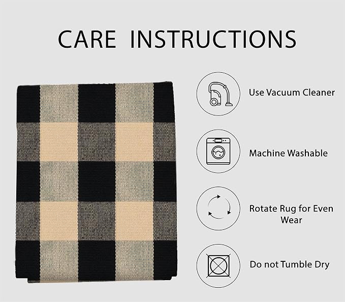 IOHOUZE Buffalo Plaid Checkered Rug 27.5 x 43 Inches Front Door Mats, Washable Area Rugs for Front Porch Welcome Mats Indoor Outdoor, Entryway Door Rug for Entryway, Home Entrance, Tan Black
