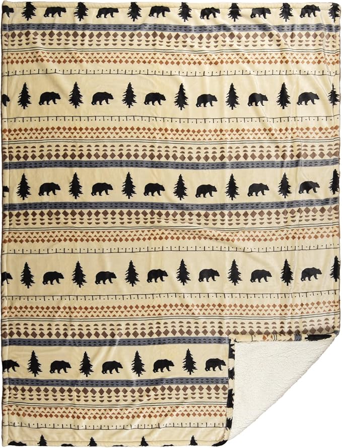 Carstens, Inc. Ultra Premium Super Soft Plush Sherpa Fleece Oversized Throw Blanket 54" x 68", Scandinavian Bear