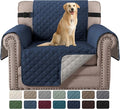 H.VERSAILTEX Reversible Chair Cover for Dogs Pet Water Repellent Sofa Cover Chair Slipcover 2" Thick Strap Slip-Resistant Chair Protector Soft Quilted Seat Width Up to 21"(Armchair, Navy/Beige)