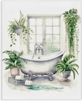 Lush Greenery Bathtub Window, 36 x 48 Inch Canvas Wall Art | Stupell Industries · By Lettered and Lined · Ready to hang · Serene bathroom accent · Made in USA