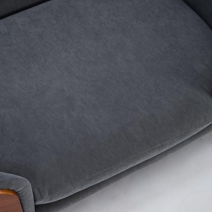 Scandinavian Style Elevated Dog Bed Pet Sofa with Solid Wood Legs and Bent Wood Back, Velvet Cushion, Large Size, Walnut Frame & Dark Grey Cushion