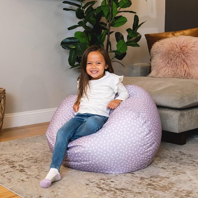 Big Joe Classic Bean Bag Chair for Kids Bedroom and Reading Nook, Easy-Clean Petal Pip Lilac, Durable Nylon Polyester Blend, 2 feet Refillable | 2 feet, Smartmax Fabric, Polystyrene Bean Filled, Refillable, Nylon Polyester, Safe for Kids Ages 3+, Suppo...