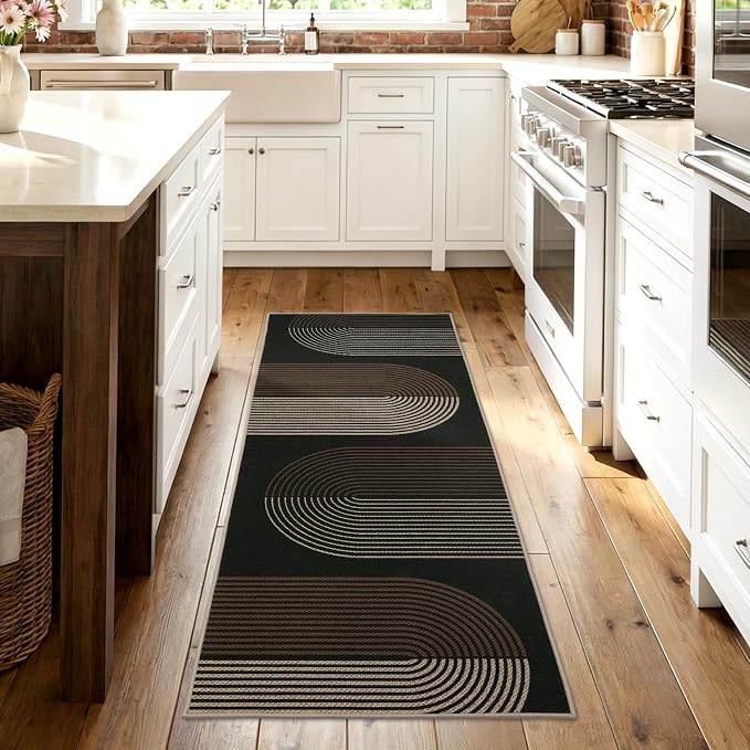 GarveeHome Modern Rainbow Easy Jute Runner Rug, 2x8 Runner Rug for Hallways Non-Slip Indoor Outdoor Carpet, Washable for High Traffic Laundry Room, Kitchen, Entryway
