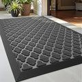 DEXI Front Door Mat Outside Entrance, 17x30 Heavy Duty Entry Doormat Dirt Trapper with Rubber Back, Non Slip Low Profile Floor Mats for Entryway Exterior Patio, Floral Black