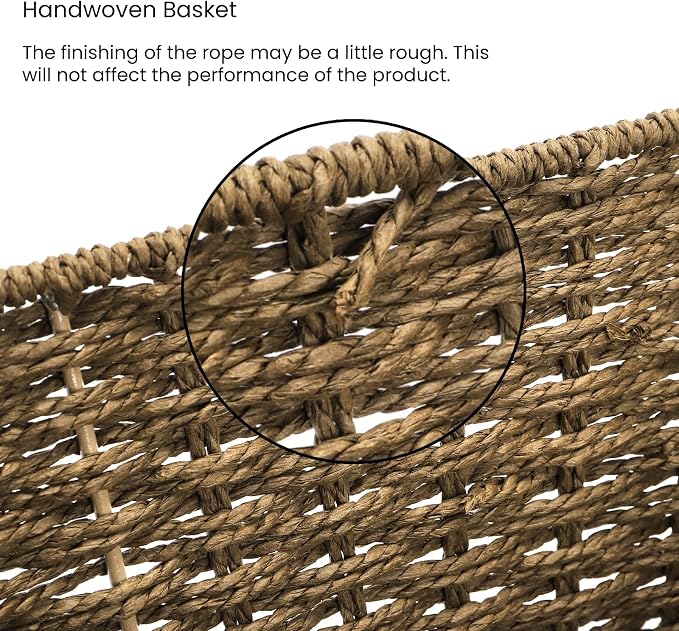 2 Pack Open Front Storage Baskets | Brown Paper Rope Woven Basket with Built-in Handles, 13''L x 10''W x 5''H Pantry Organzier Bins for Shelf, Bedroom, Pantry