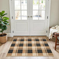 AROGAN Small Checkered Entry Rug, 2x3 Jute Rug Front Door Mat, Washable Non Slip Area Rug,Farmhouse Design Neutral Geometric Low Pile Rugs for Floor Carpet Entryway Porch Doorway, Black and Brown