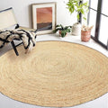 Chardin home Hand Woven Natural Jute Braided Rug – 6' Round | Rustic Boho Farmhouse Reversible Area Rug for Living Room, Dining Room, Nursery, Entryway, Study, or Patio | Solid Natural Fiber Rug