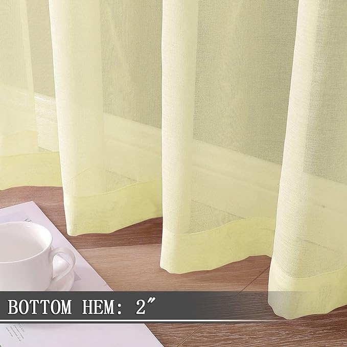 Tollpiz Sheer Curtains Linen Textured Living Room Curtain Sheers Light - Image 4