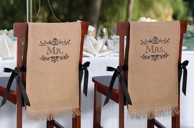 Lillian Rose Mrs. Rustic Burlap Chair Covers Decor (WF565 MM)