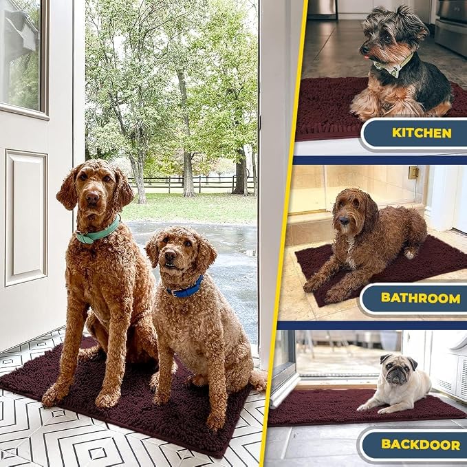 Muddy Mat® | Super Water Absorbent Door Mat Indoor, Microfiber Quick Dry Chenille Entryway Rug, Slip Resistant Front Door Mat, Indoor Mats for Entryway, Machine Washable Pet Rug, Rust 48" x 60"