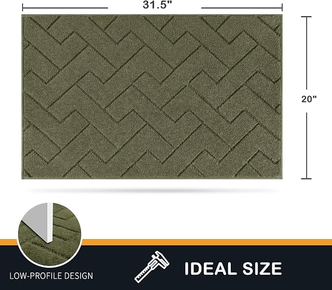 PURRUGS Dirt Trapping Door Mat 20" x 31.5", Non-Slip Machine Washable Entry Rug, Dog Doormat, Indoor Front Door Mat, Super Absorbent Entryway Rug for Muddy Shoes & Paws, Sage Green