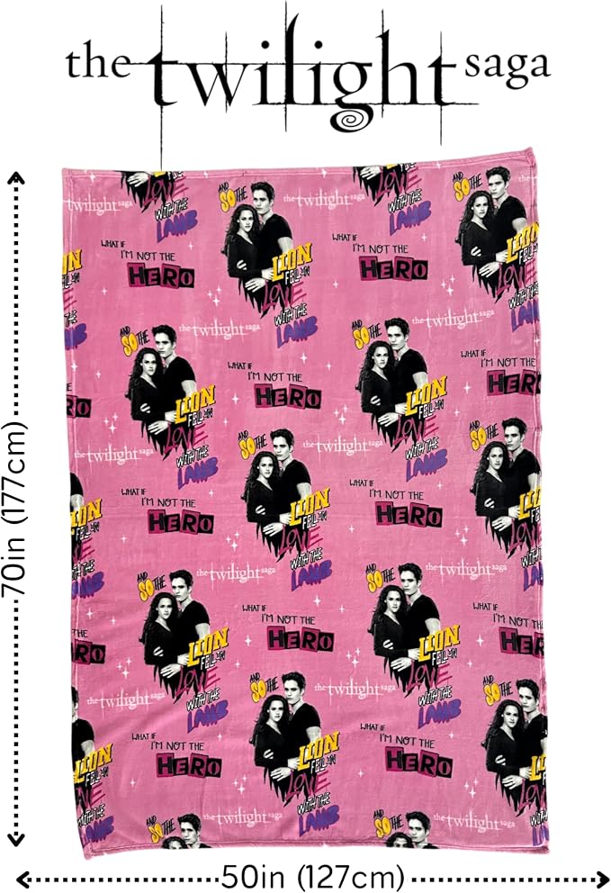 Twilight The Saga Bella & Edward Fluffy Throw 70 in x 50 in – Soft Plush Lightweight Blanket for Couch, Bed & Travel, (Officially Licensed Product) by Franco