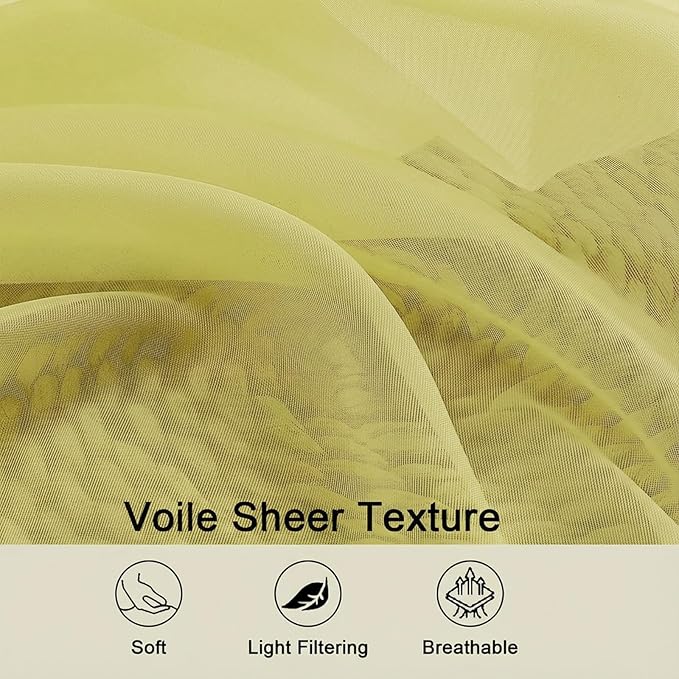Sheer Curtains 84 Inches Long 2 Panels Set - Image 3