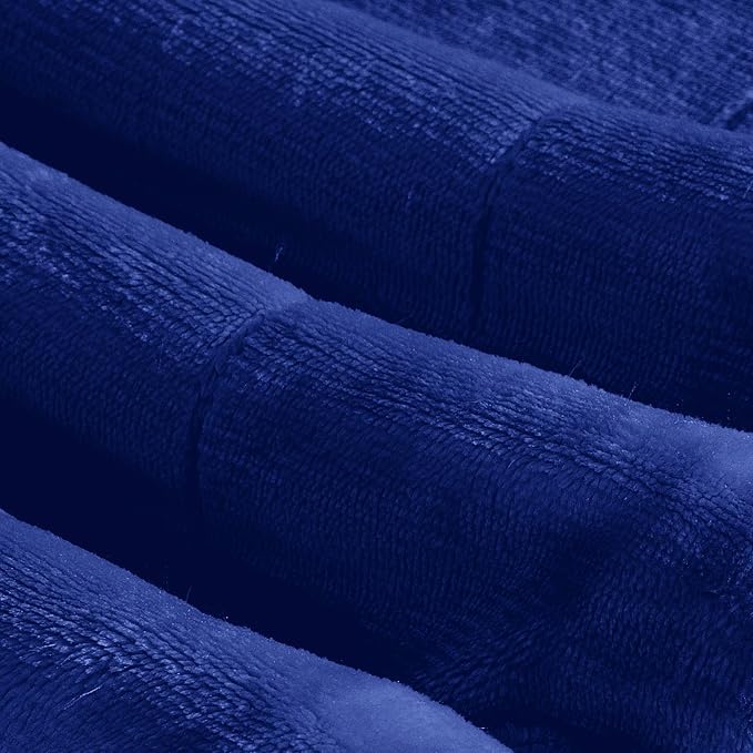 Elegant Comfort Ultra Soft Reversible Flannel Sherpa Blanket - Cozy Silky Fleece Throw for Couch, Bed - Plush Fuzzy Warm Winter Blanket for Gift, Queen, Royal Blue