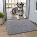 Smiry Dog Door Mat for Muddy Paws 24x16, Absorbent Dirt Trapper, Non-Slip Washable Chenille Entryway Rug for Inside Floor, Grey, Classic Solid