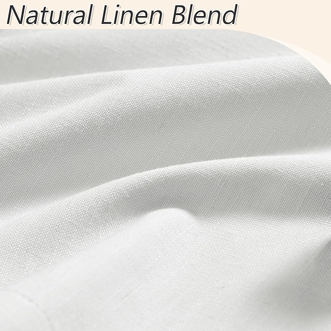 Guken White 100% Blackout Linen Curtains 52 Inch Wide by 124 Inch for Living Room Bedroom Back Tab Thermal Insulated Black Out Linen 2 Drapes Room Darkening Window Curtains