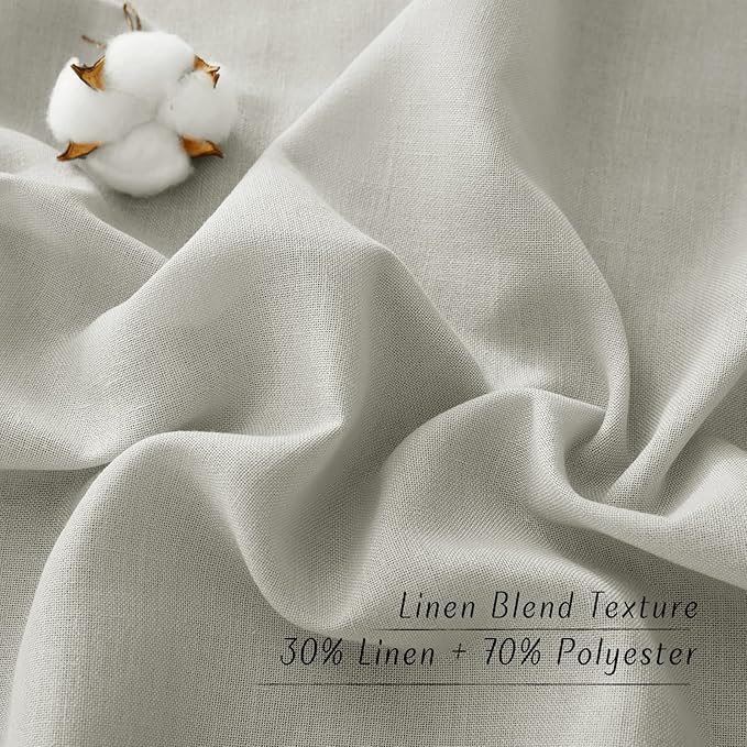 NICETOWN Linen 78 inch Curtains for Kitchen Window, Grommet Thick Flax Linen Gray Small Window Treatments Privacy Assured with Light Filtering for Cafe/Kids Room, W68 x L78, 2 Panels