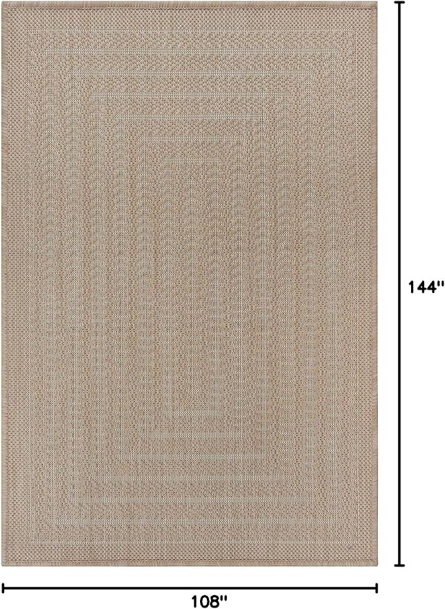 Adiva Rugs Outdoor Indoor Area Rug, Weather Resistant, Easy to Clean, Stain Resistant Floor Mat for Dining Room, Backyard, Deck, Patio (Natural Beige, 9' x 12')
