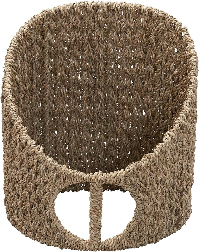 Household Essentials Handwoven Seagrass and Iron Magazine Rack, Natural Finish