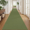 IOHOUZE Washable Exrea Long Hallway Runner Rug 3x20 Non Slip Rubber Backed Kitchen Runner Entryway Runner Indoor, Woven Rugs Floor Carpet for Kitchen Hall Entryway, Olive Green/Earthy Green