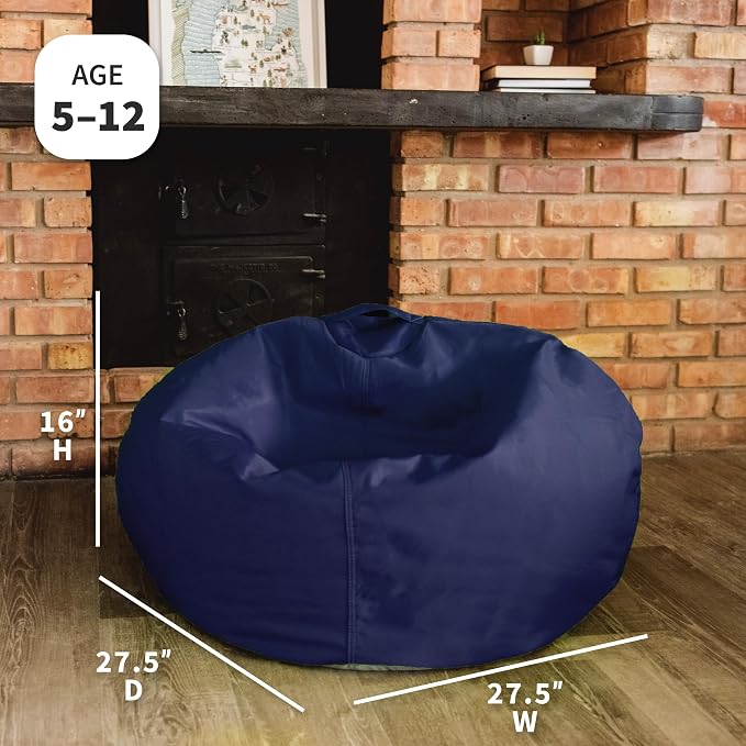Big Joe Classic Bean Bag Chair for Kids Bedroom and Reading Nook, Easy-Clean Navy, Durable Nylon Polyester Blend, 2 feet Refillable | 2 feet, Smartmax Fabric, Polystyrene Bean Filled, Refillable, Nylon Polyester, Safe for Kids Ages 3+, Supports Up to 2...