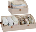 StorageWorks Closet Storage Bins, Trapezoid Organizer Box for Shelves, Fabric Clothes Bin, Foldable Organizing Baskets with Handles, Small, Brown and Beige, 3-Pack