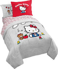 Sanrio Hello Kitty Twin Comforter Set 5 Piece Bedding for Girls, Grey | Bed in a Bag, Comforter Sheets Sham Pillowcase, Official Product, Soft Microfiber, Machine Washable, Easy Care, Girls Gift