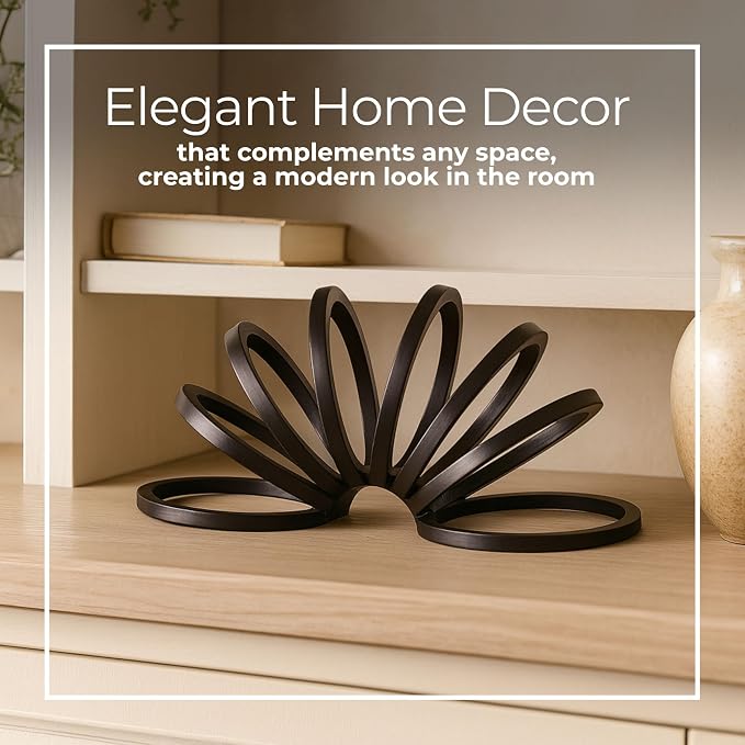 Black Metal Decorative Sculpture – Contemporary Geometric Aluminum Accent for Living Room, Shelf, Coffee Table, Bedroom, or Office – Modern Minimalist Home Decor – 11", Black