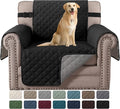 H.VERSAILTEX Reversible Chair Covers Water Repellent Chair Slipcover for Dogs Pets Furniture Protector Cover with Elastic Strap Durable and Washable Seat Width Up to 21"(Armchair, Black/Grey)