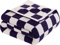 Elegant Comfort Checkered Throw Blanket, Purple Super Soft Cozy Fluffy Warm Throw Blankets for Couch, Sofa, Chair, Bed, Camping, Picnic, Travel Lightweight Bed Blanket (50" x 70")