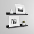MCS Picture Ledge Shelf, Room Decor Floating Shelf, Black Woodgrain, 23.75 Inch, Set of 2