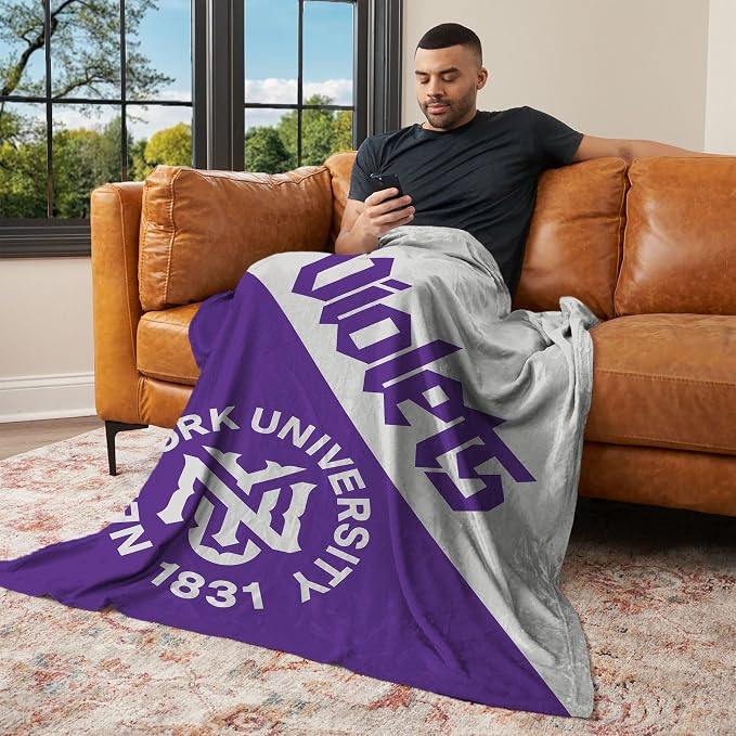 Northwest NCAA Silk Touch Throw Blanket, Ultra Soft Plush Polyester, Lightweight Warm Decorative Fan Gift, 46 x 60 in