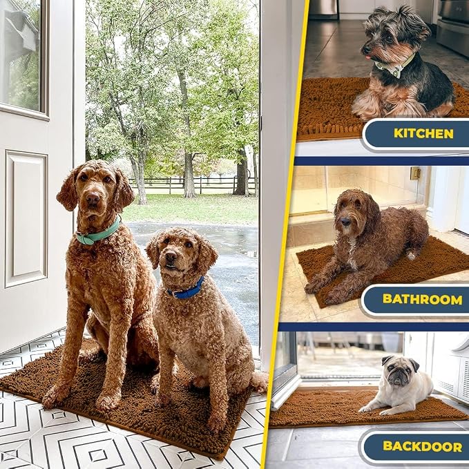 Muddy Mat® | Super Water Absorbent Door Mat Indoor, Microfiber Quick Dry Chenille Entryway Rug, Slip Resistant Front Door Mat, Indoor Mats for Entryway, Machine Washable Pet Rug, Amber 26" x 42"
