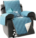 H.VERSAILTEX 100% Waterproof Small Recliner Chairs for Adults Lazy Boy Recliner Chair Covers Furniture Protector with Elastic Straps for Pets Kids Sitting Width Up to 23" (Recliner, Smoke Blue/Beige)