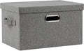 Graciadeco Medium 15" 21 Quart Collapsible Stackable Storage Bins with Lids, 1 Pack Gray Foldable Fabric Closet Storage Boxes with Lids, 4 Handles Heavy-duty Linen Cube Baskets for Bedroom | 21 Quart 1 Pack Gray1 Collapsible Stackable Linen Fabric 4 Ha...