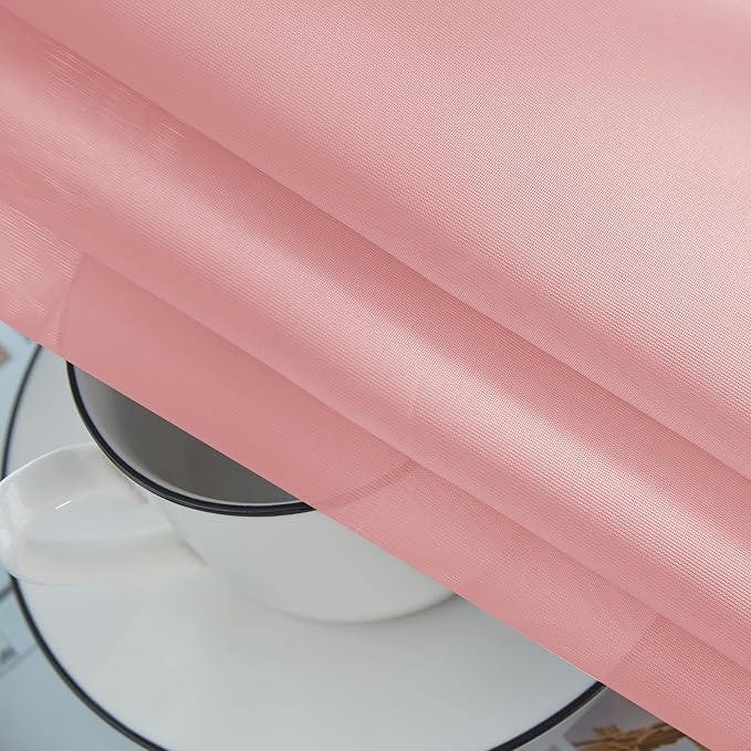 youleyar Solid Sheer Rod Pocket Curtain Voile Draperies 2 Panels White Beige Black Grey Coffee 52 Inch Width 63 Inch Long 1 Pair for Kitchen Bedroom Children Living Room Yard (Blush,52Wｘ63L)