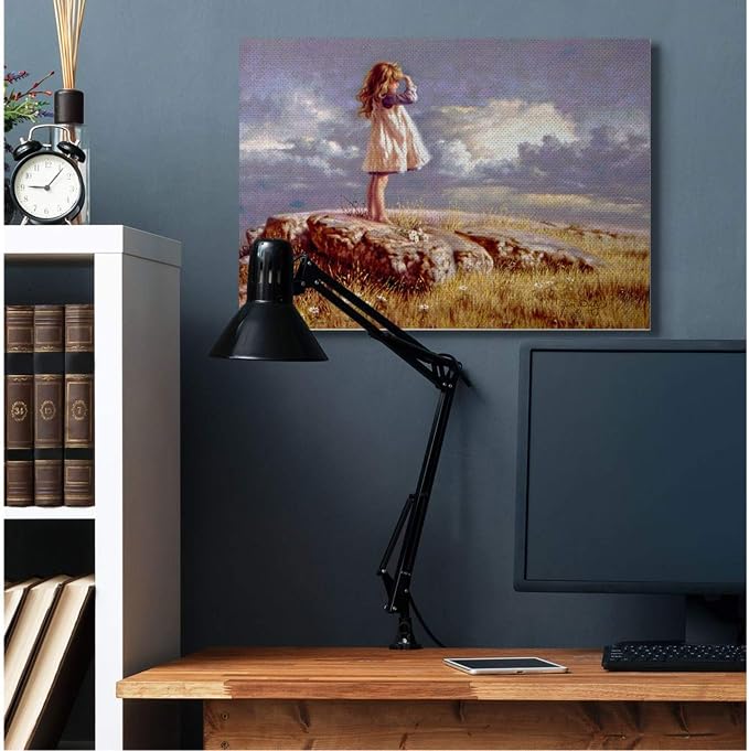 Stupell Industries Girl Gazing on Rock Sunset, 30 x 40 Inch Canvas Wall Art | Stupell Industries | 40 x 30 Inches, Easy to Hang and Sturdy, Made in USA, by Jim Daly