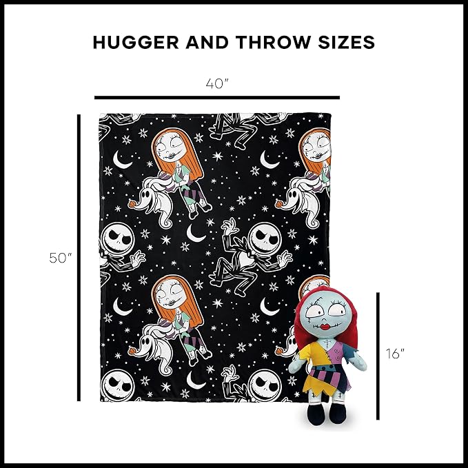 Northwest Nightmare Before Christmas Silk Touch with Hugger, Sally Frights, 50 x 40 inches