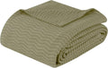 Superior JENA Cotton Blanket, for Picnic, Beach, Traveling or Camping, Bedroom Decor, Essentials, Cover for Bed, Couch, Lounging, Textured Jacquard, Modern Chevron Woven Blanket, Twin, Sage