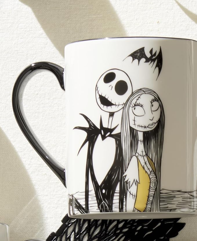 Lenox Nightmare Before Christmas Porcelain Halloween Mug Set for 4 | dishwasher safe, microwave safe | gift for nightmare before christmas fans | 4.5 inch, 16oz, coffee mug