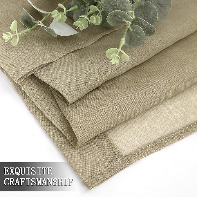 Tollpiz Short Sheer Curtain Linen Textured Living Room Curtains Sheer Light - Image 7