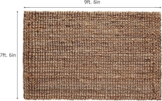 IRONGATE Jute Handspun Area Rug - Premium Jute Handwoven Reversible Chunky Textured Tan Beige Neutral Throw Accent Rug Carpet - Rustic Farmhouse Living Room Bedroom Den Study Décor -7'6"x9'6" Natural