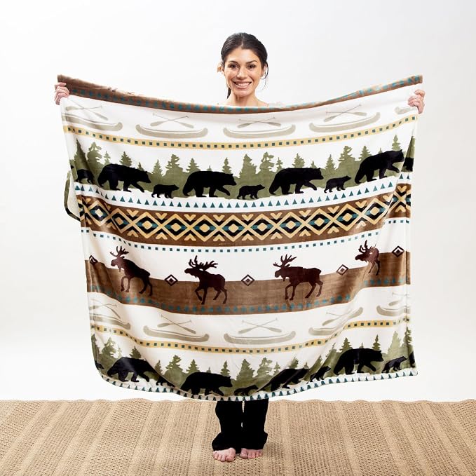 Carstens, Inc. Ultra Premium Super Soft Plush Sherpa Fleece Oversized Throw Blanket 54" x 68", Hidden Lake
