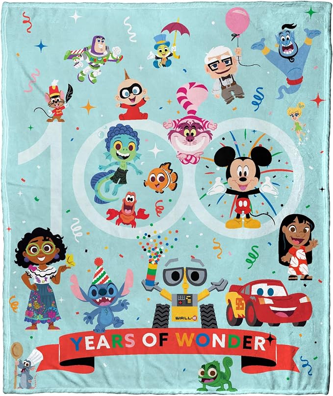 Northwest Disney 100 Silk Touch Throw Blanket, 50" x 60", Years of Wonder