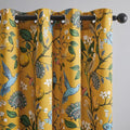 Extra Long 108 Inches Curtains for Large Window Luxury Mustard Yellow Floor To Ceiling Blackout Vintage Floral Hummingbird Fancy Grommet Drop Cloth Damask Drape for Living Room Dining 2 Pages 9FT