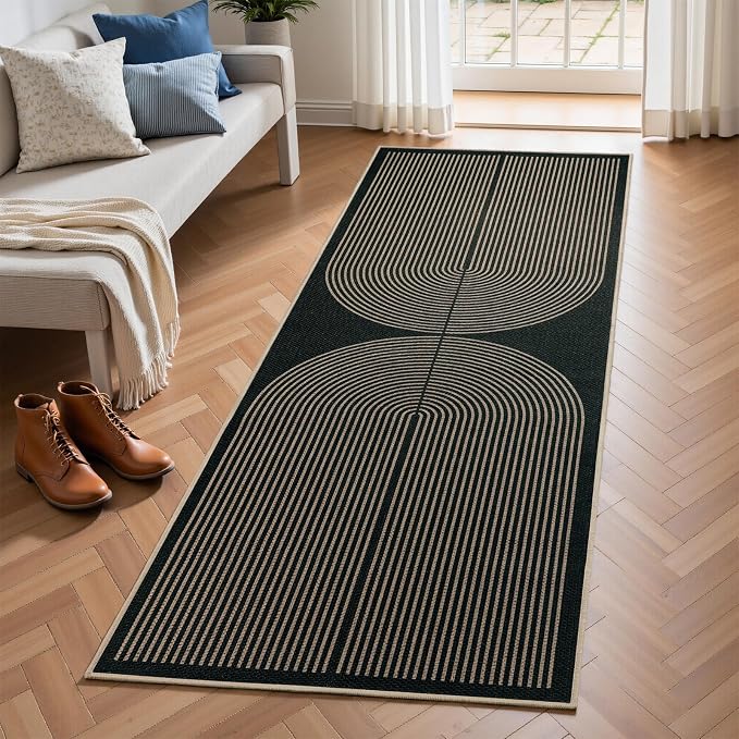 EDIMENS 2x6 Runner Rug Easy Jute Washable Kitchen Indoor Outdoor Non Slip | Rugs for Kitchen Floor Runner Rug for Laundry Balcony Low Pile Rugs Rainbow Carpet for Hallway Runner 6ft Entry