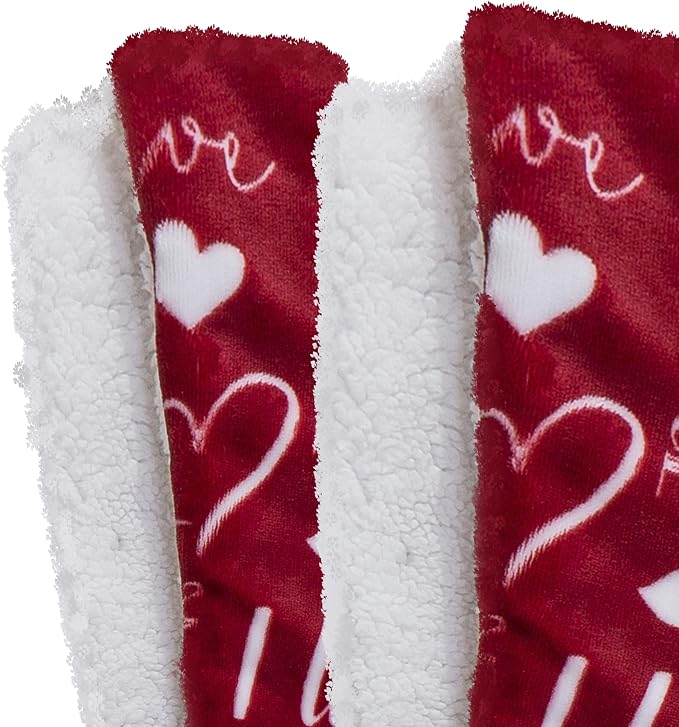 Elegant Comfort Luxury Valentine’s Day Sherpa Throw Blanket Ultra-Soft Cozy Velvet Pink Hearts Fleece Throw-Micromink Sherpa for Her, Wife, Girlfriend, Sherpa Reversible Blanket- LoveYouRed